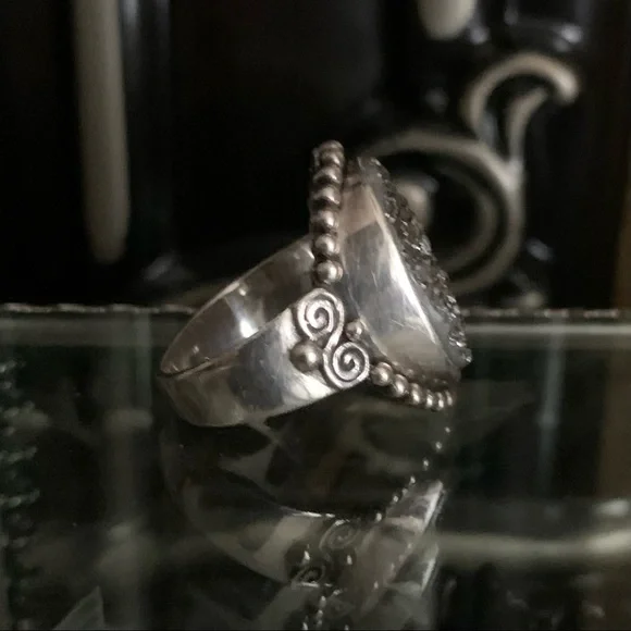 Vintage Sajen Dark Druzy Sterling Silver ring - Picture 3 of 13